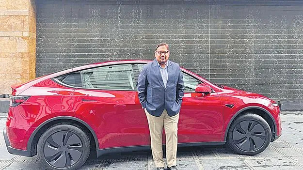 First Tesla Car Hits The Roads In Hyderabad