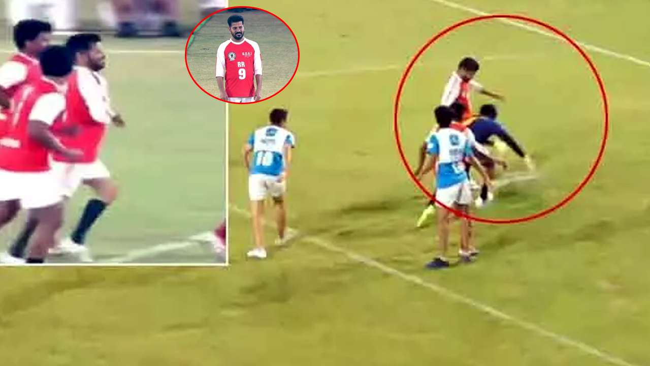 CM Revanth vs Messi: రేవంత్, మెస్సీ హోరాహోరీ.. గోల్ కొట్టి అలరించిన సీఎం.. సింగరేణి ఆర్ఆర్ టీం విజయం Revanth And Messi In A Fierce Competition The Cm Thrilled Everyone By Scoring A Goal