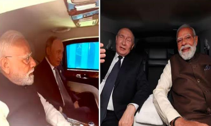 Pm Modi Putin Travel In Same Car Leave From Delhi Airport In Toyota Fortuner