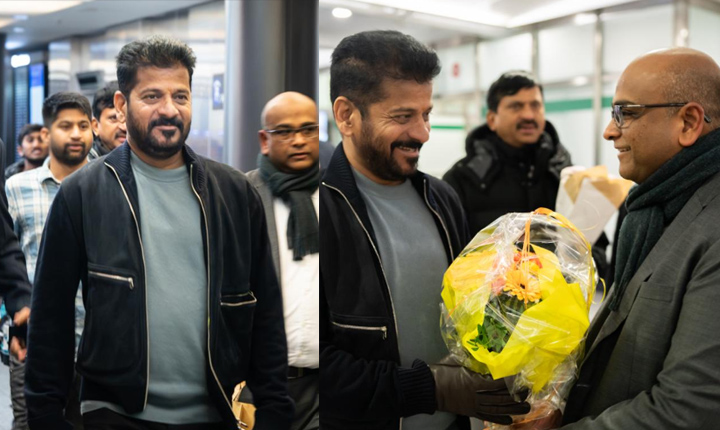 Cm Revanth Reddys Team Arrives In Zurich