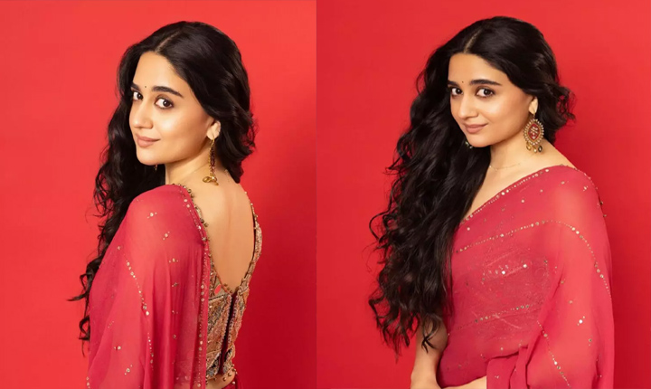 Imanvi Esmail Hot In Red Saree