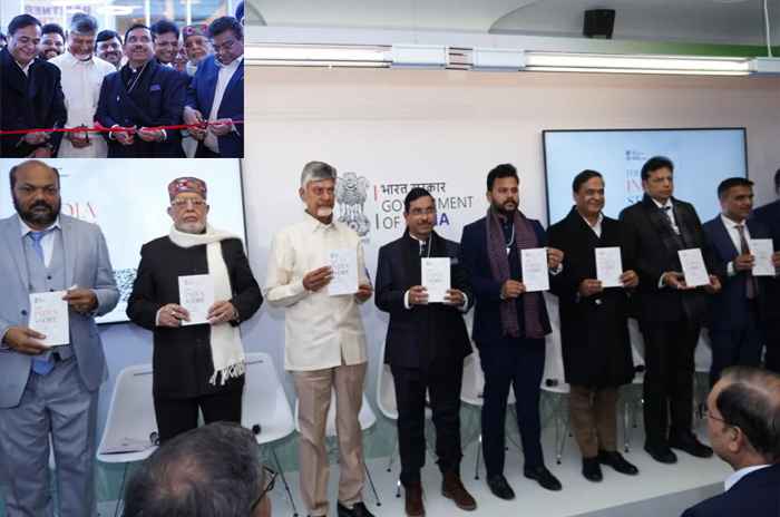 Chief Minister Chandrababu Naidu Inaugurated The India Lounge Along With Union Ministers Cms And Ministers In Davos