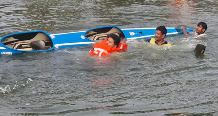 East Godavari The Konaseema District Collector Fell Into A Canal And Rescued By Swimmers