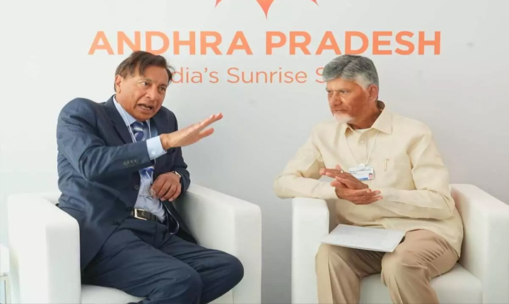 Cm Chandrababu Meets Arcelormittal Executive Chairman Lakshmi Mittal In Davos