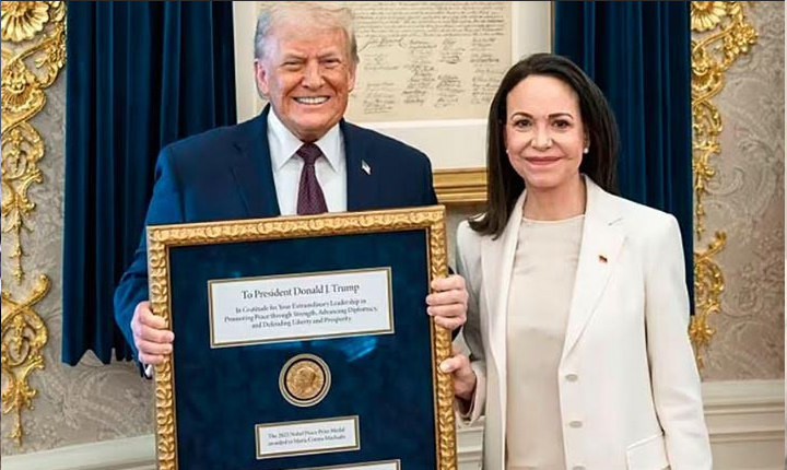 Trump-Machado: ట్రంప్ కు నోబెల్ పతకమొచ్చేసిందోచ్…!