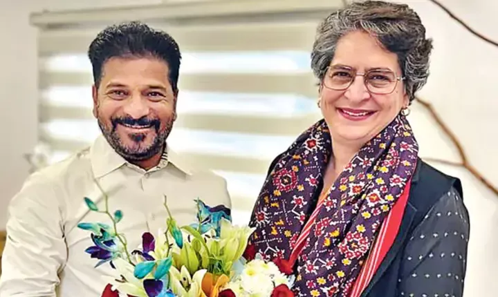 Municipal Elections Revanth Reddy Meets Priyanka Gandhi