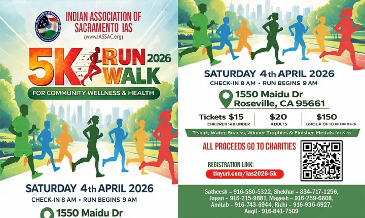 IAS 5K Run: శాక్రమెంటోలో ‘IAS 5K రన్/వాక్ 2026’ – సామాజిక ఆరోగ్యమే లక్ష్యం Community Wellness And Health Awareness Event By Ias 5k Run And Walk 2026