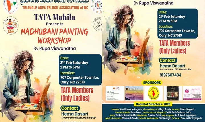 Tata Mahila Presents Madhubani Painting Workshop By Rupa Viswanatha In Cary Nc