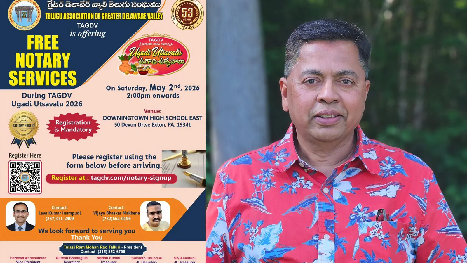 Tagdv Offers Free Notary Services During Ugadi Utsavalu 2026 In Pennsylvania 