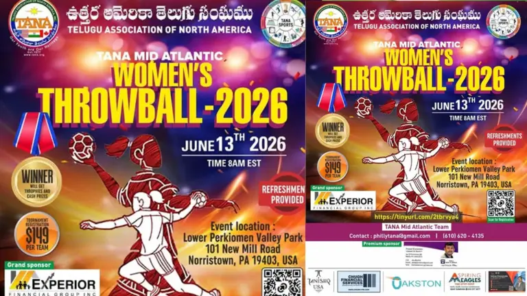 జూన్ 13న తానా మిడ్ అట్లాంటిక్ ఉమెన్స్ త్రోబాల్ టోర్నమెంట్