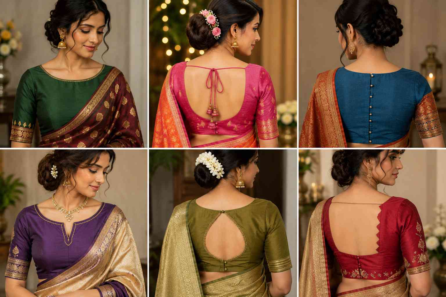 Blouses with Small Button Back Neck Designs Are Trending Now