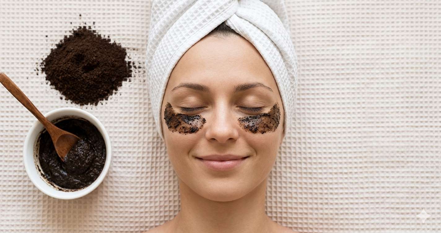 Coffee powder reduce puffiness under the eyes