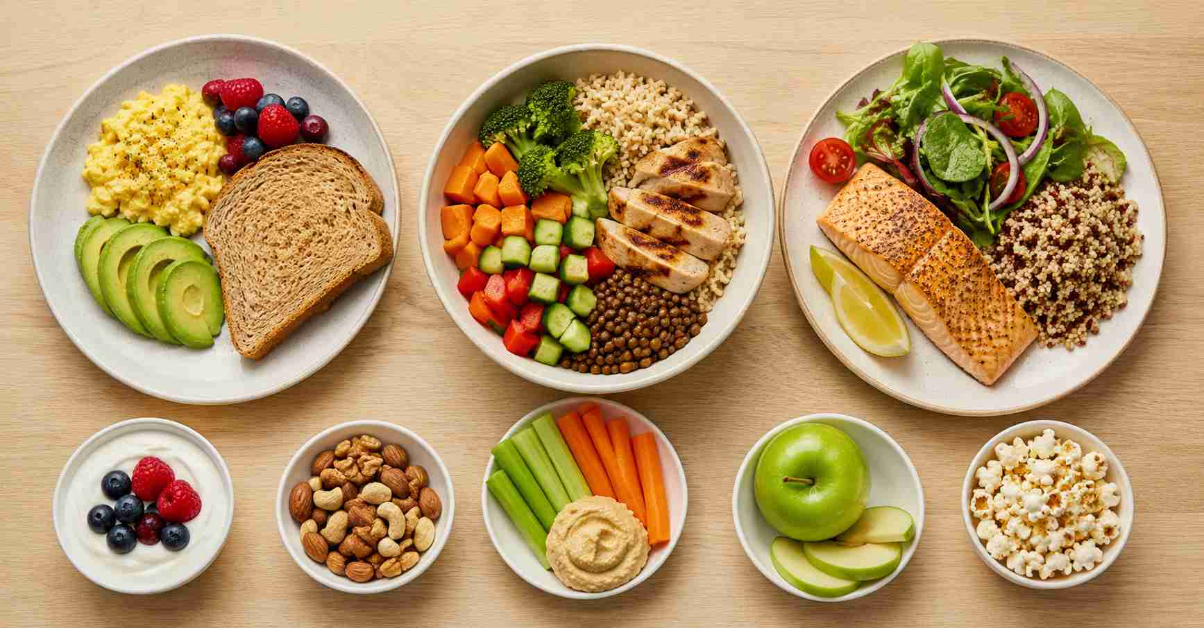 Eat healthy snacks along with meals if needed