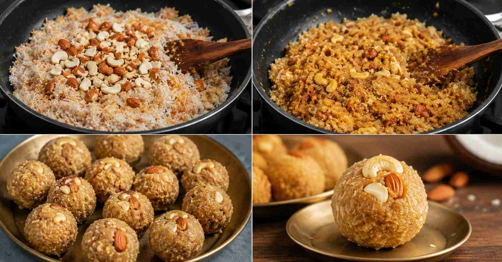 Mix cashews and almonds for the ladoos