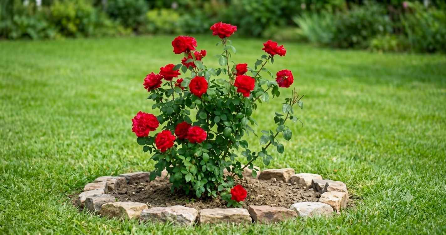 Rose plants grow vigorously when natural fertilizer is used