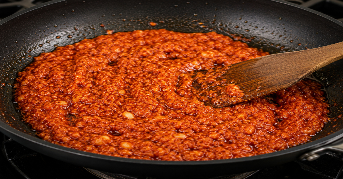 Sautéing-the-garlic-chili-paste