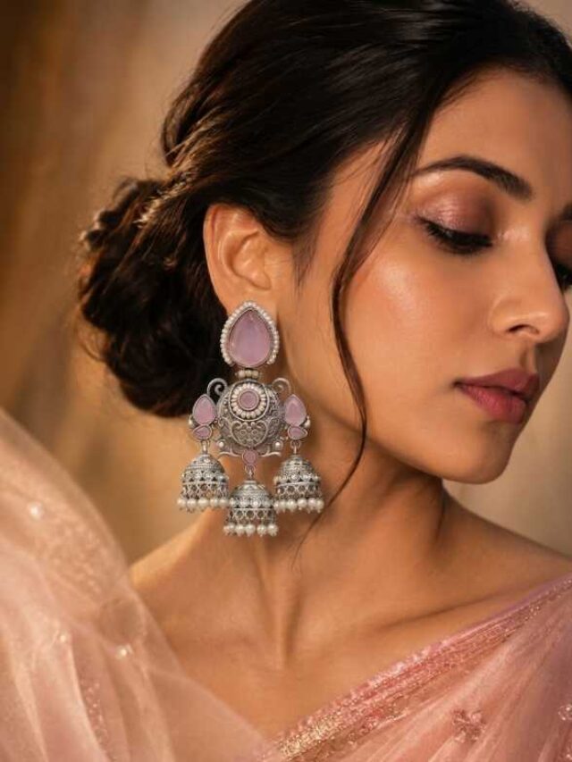 రత్నాలలాంటి రాళ్ల కాంతులను తలపించే సిల్వర్ జుంకాల కలెక్షన్స్…