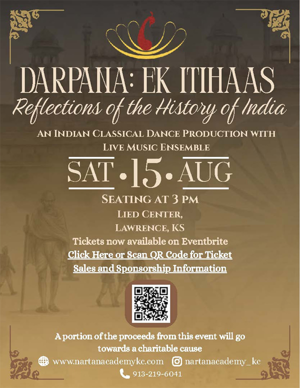 Nartan Academy of Dance is proud to present DARPANA: Ek Itihaas Dated on Aug 15