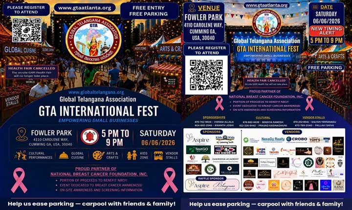 జూన్ 6న ‘GTA ఇంటర్నేషనల్ ఫెస్ట్ Global Telangana Association Gta To Organize Gta International Fest 2026 In Georgia Usa