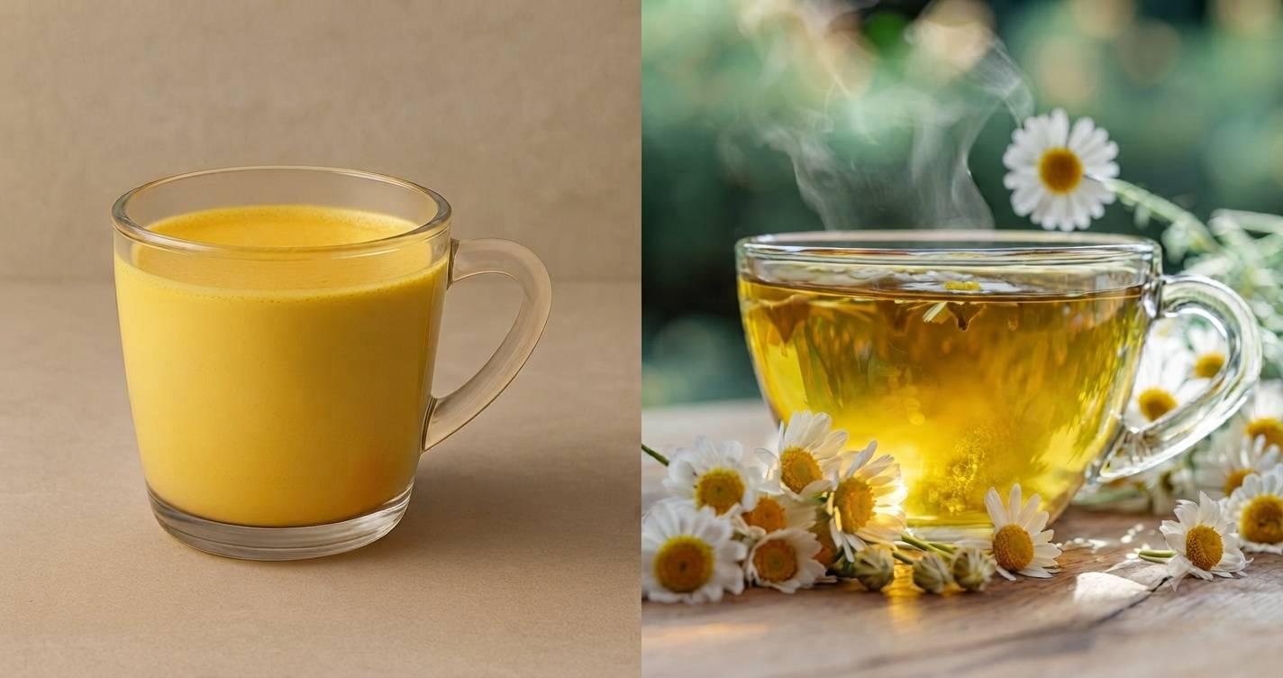 Chamomile tea, turmeric milk