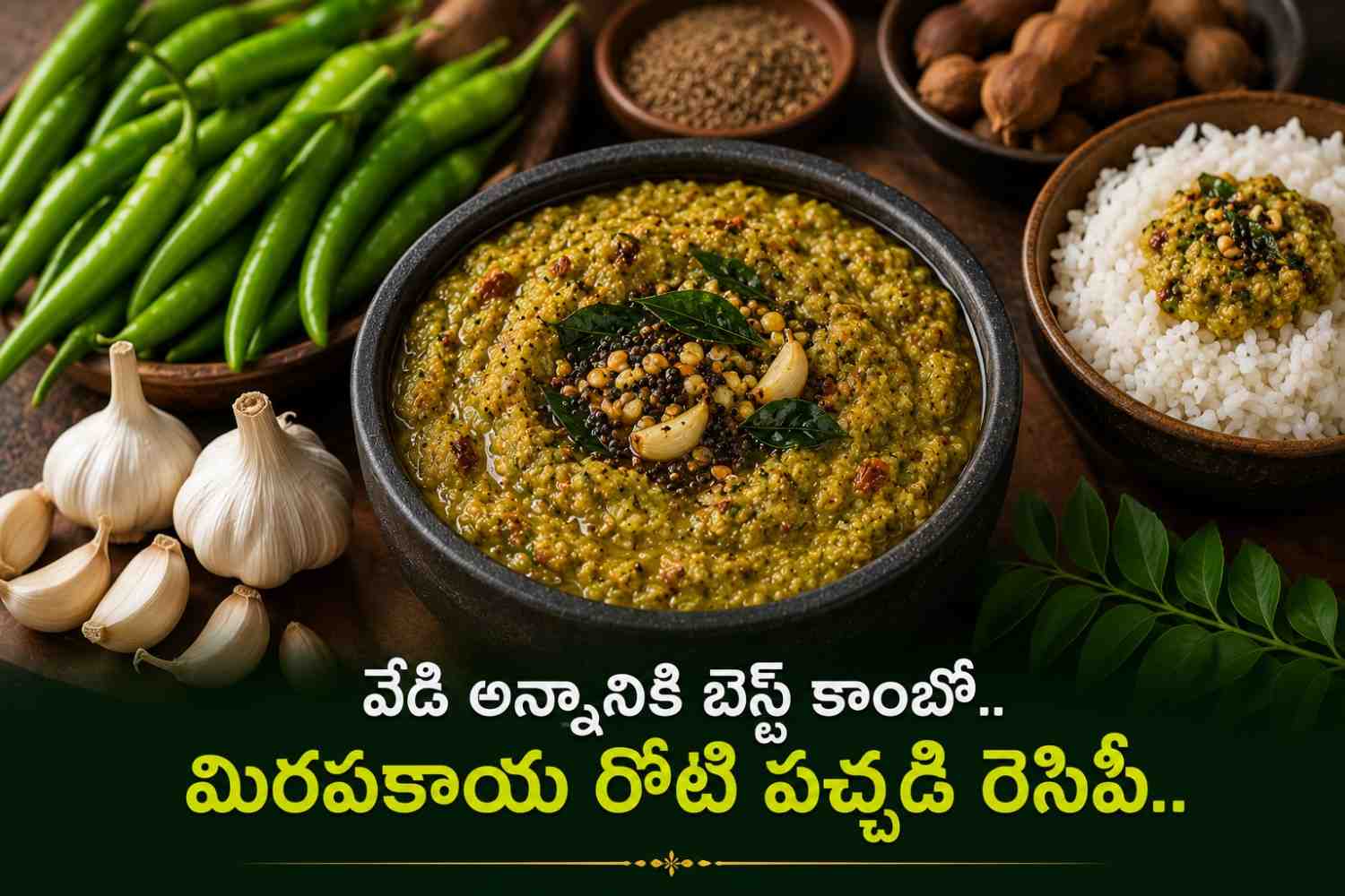 వేడి అన్నానికి బెస్ట్ కాంబో.. మిరపకాయ రోటి పచ్చడి రెసిపీ.. Green Chili Chutney Recipe