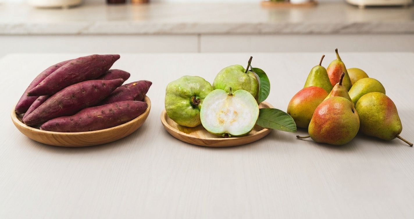 Health Benefits of Sweet Potato and Fruits