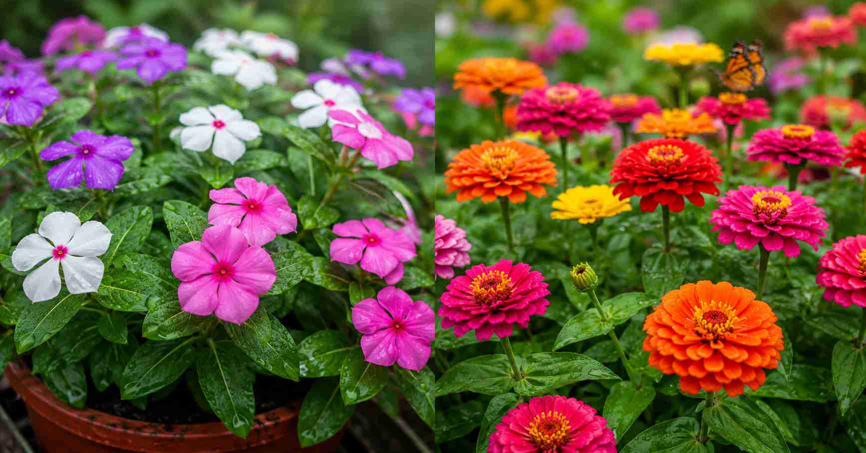 Periwinkle, Zinnia