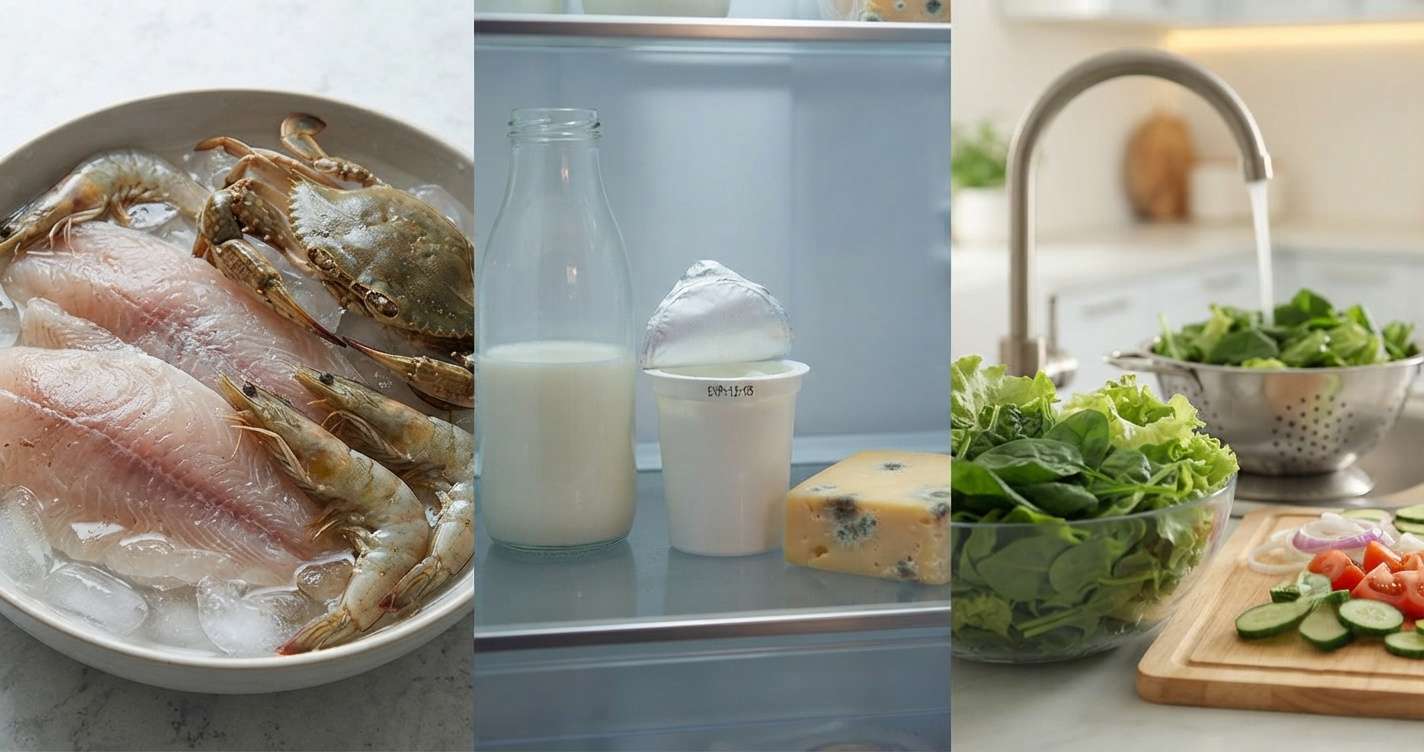 Storage of seafood and dairy products is crucial