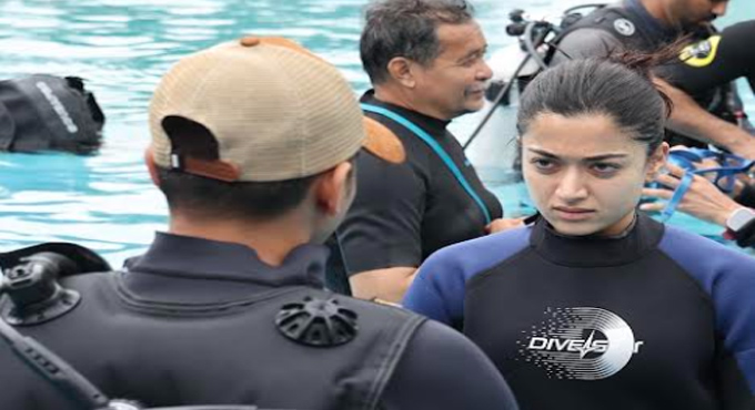 Rashmika Mandannas Gruelling Indias First Female Underwater Fight Sequence For 20 Hour Across 2 Days For Mysaa Without A Body Double