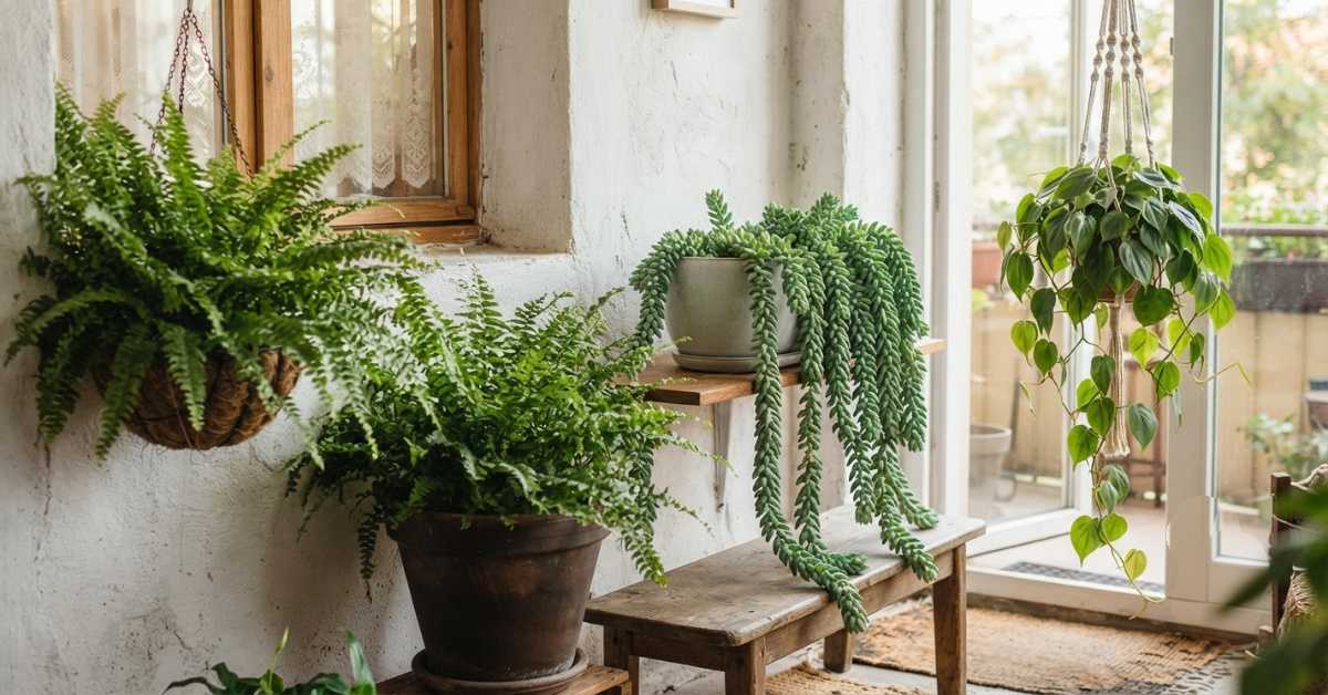 Boston Fern – Burro's Tail – Heartleaf Philodendron