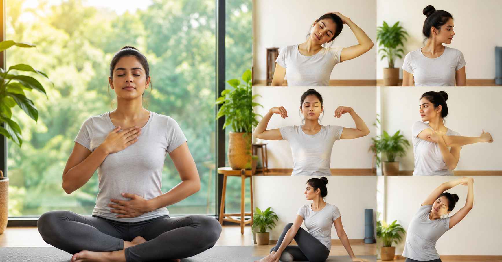Breathing and stretching before yoga
