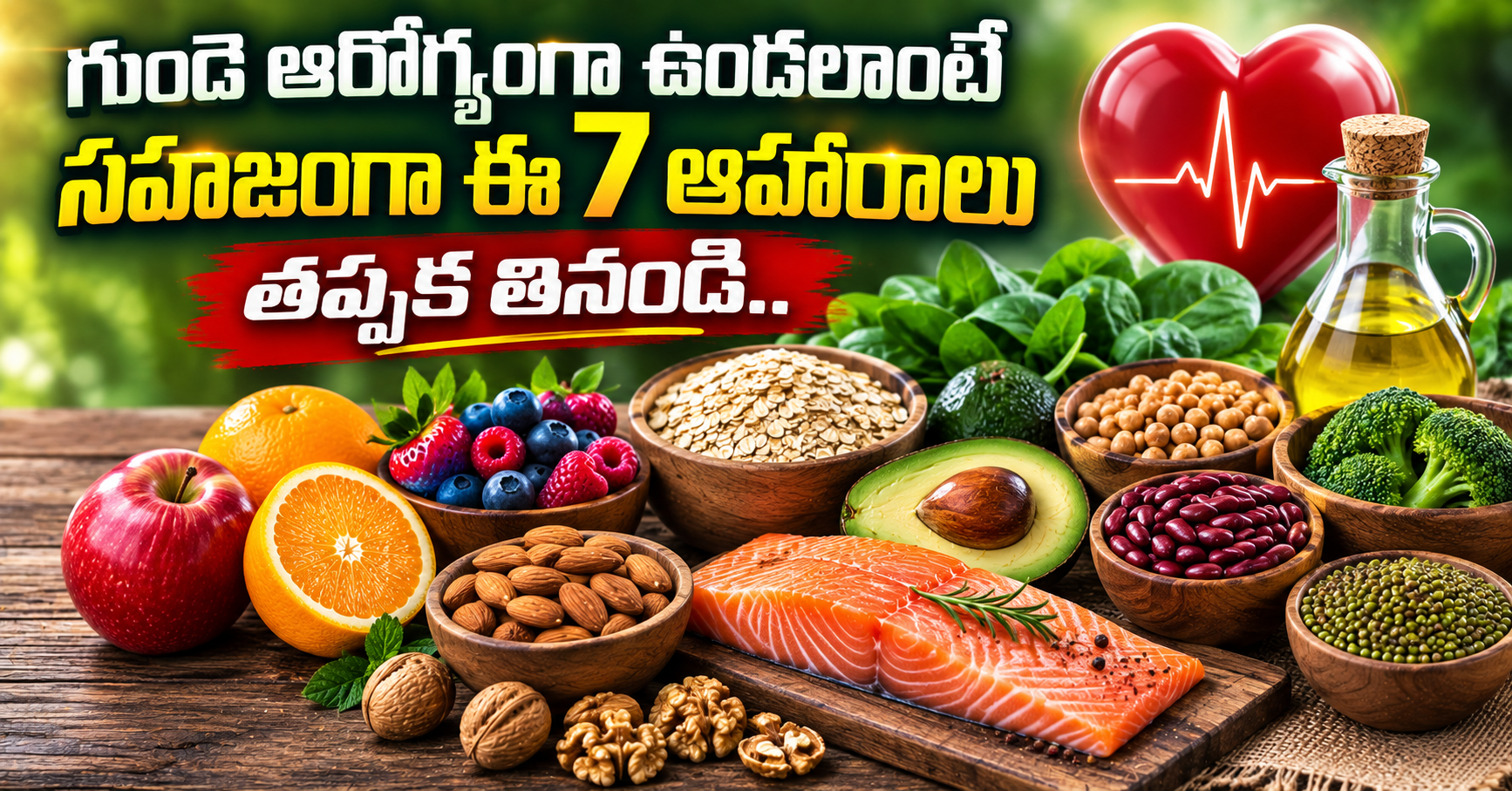 గుండె ఆరోగ్యంగా ఉండలాంటే సహజంగా ఈ 7 ఆహారాలు తప్పక తినండి.. To Keep Your Heart Healthy Make Sure To Eat These 7 Natural Foods
