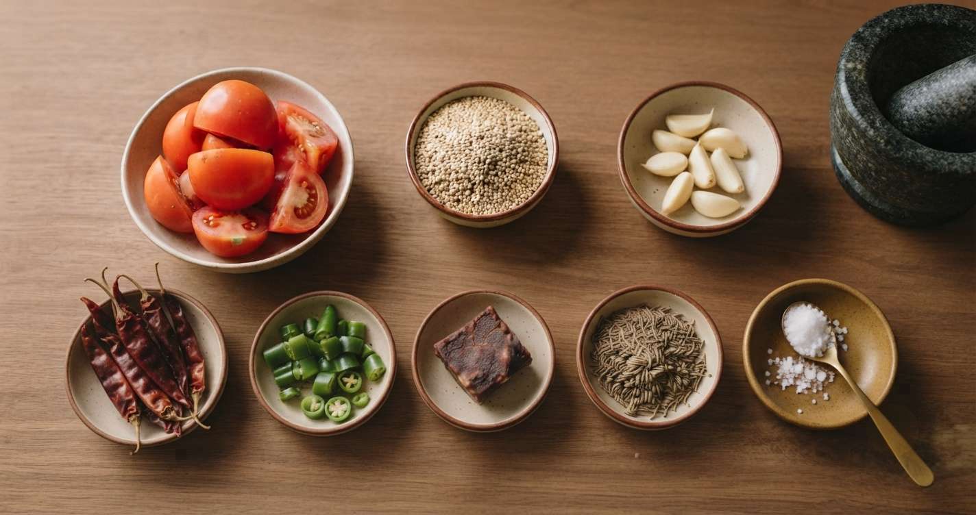Ingredients required for tomato roti pacchadi