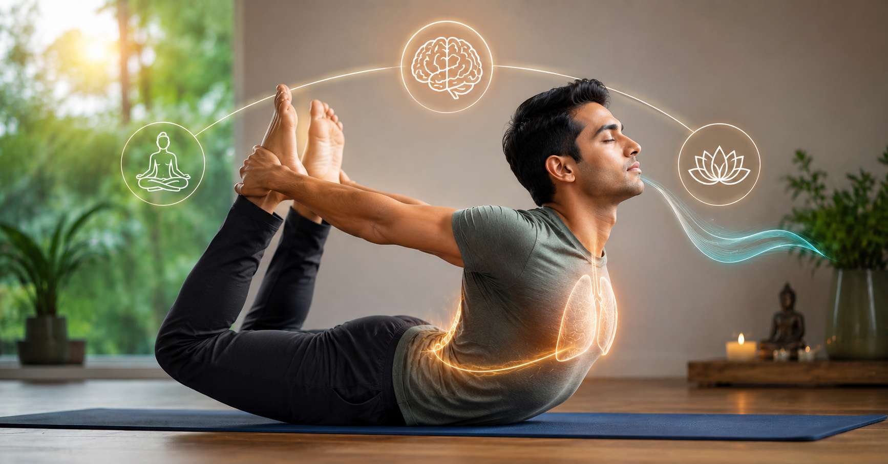 Mental peace through Dhanurasana