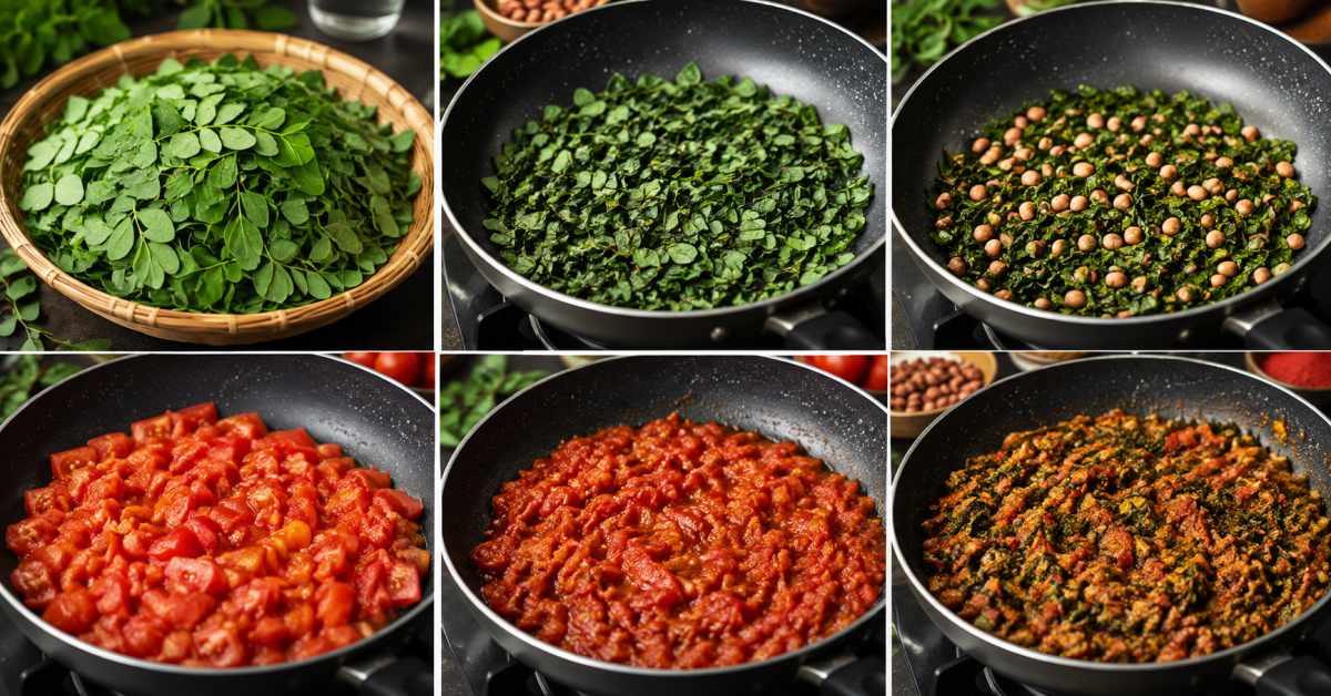 Method of preparing the drumstick leaf and tomato mixture