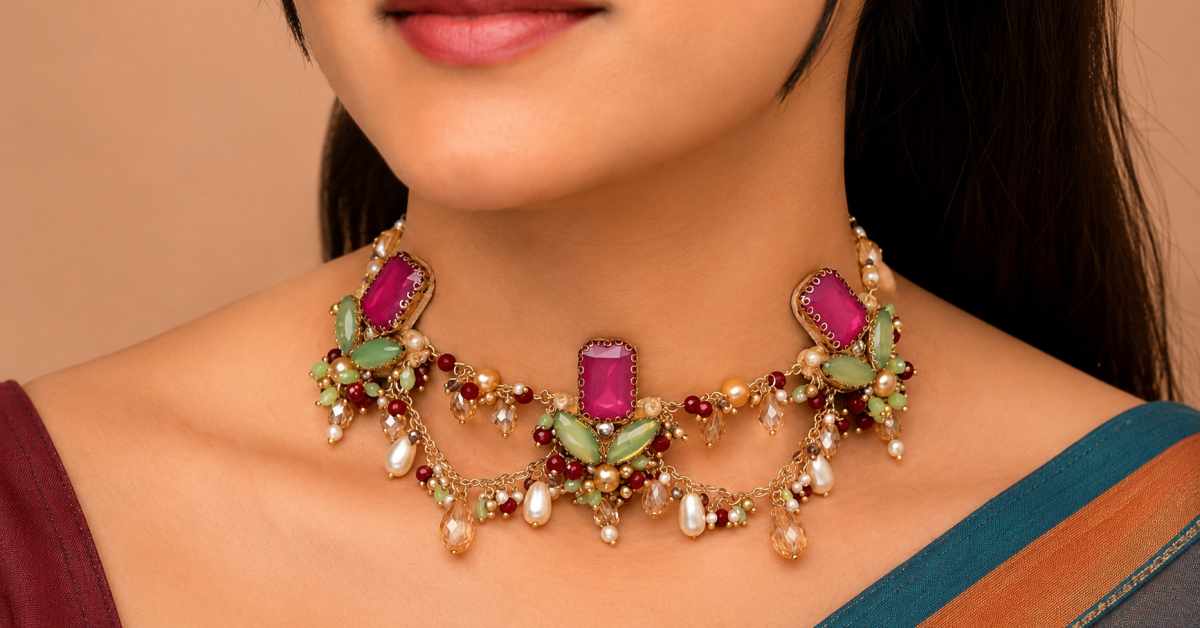 Multi-colored beaded fusion choker