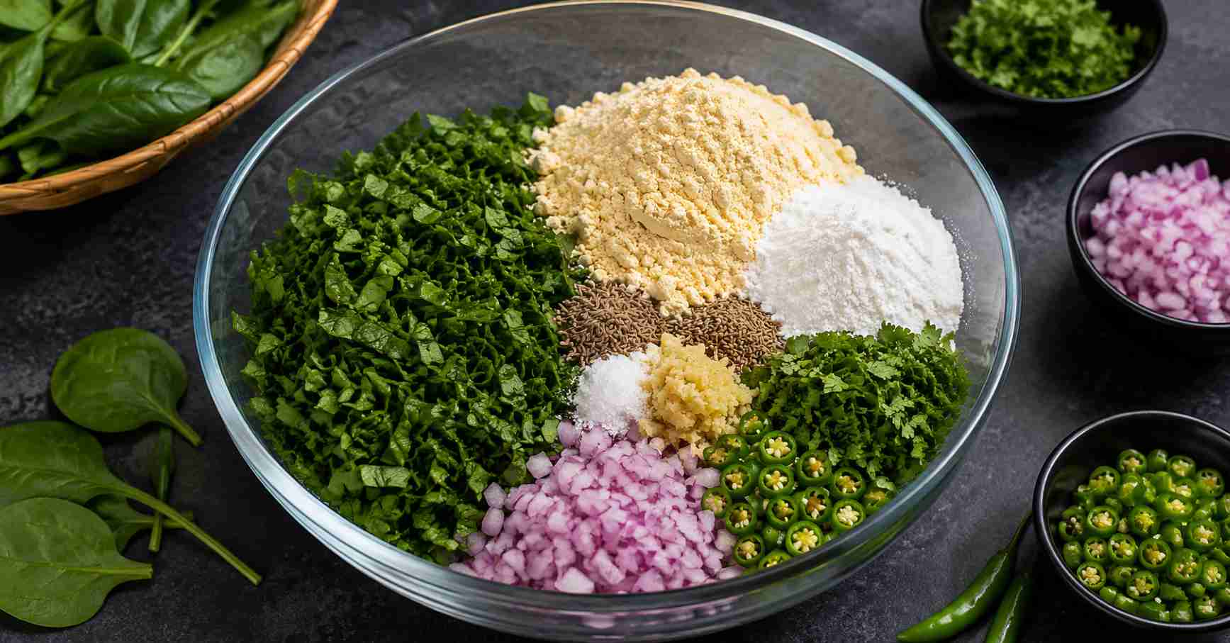 Preparing the pakodi mixture