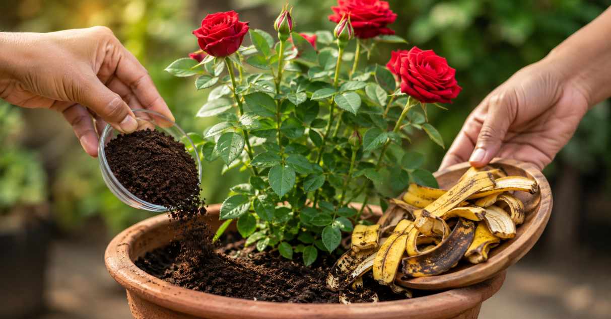 Tea powder and banana peel fertilizer
