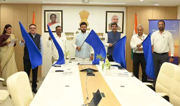 విజయవాడ -వారణాసి మధ్య విమాన సర్వీసులు ప్రారంభం : రామ్మోహన్ నాయుడు Direct Flight Services Launched Between Vijayawada And Varanasi