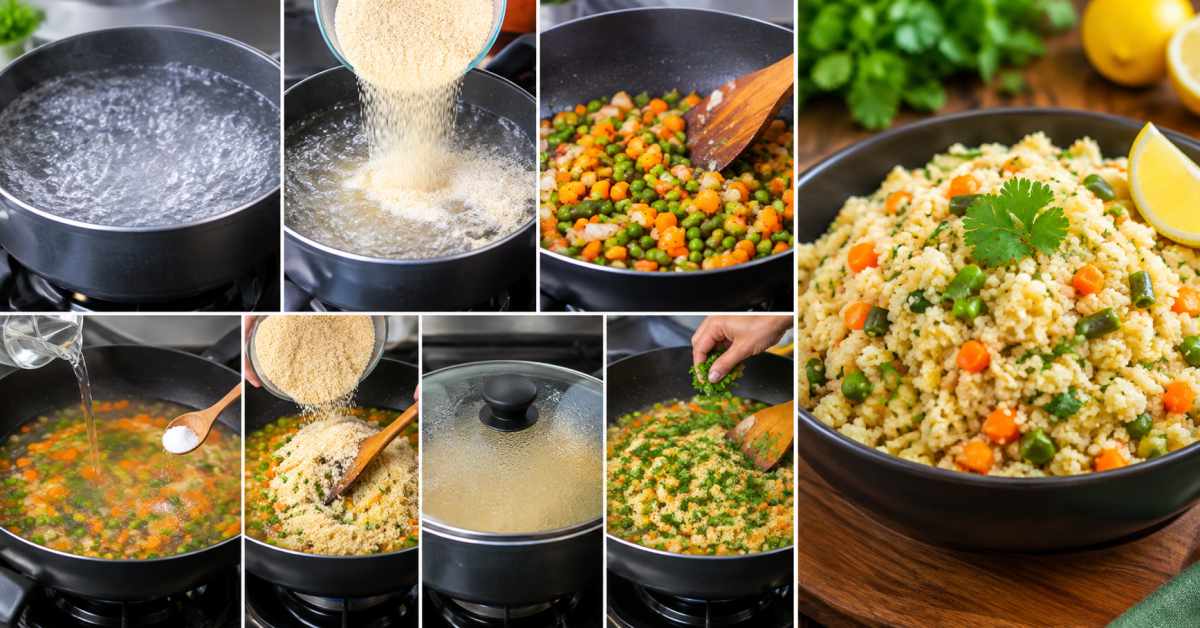 Add sorghum rava to boiling water and cook until soft.