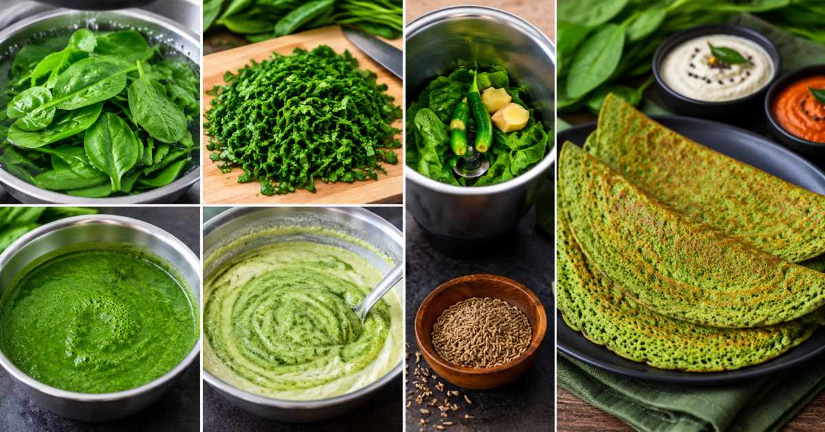 Adding spinach makes Pesarattu even tastier