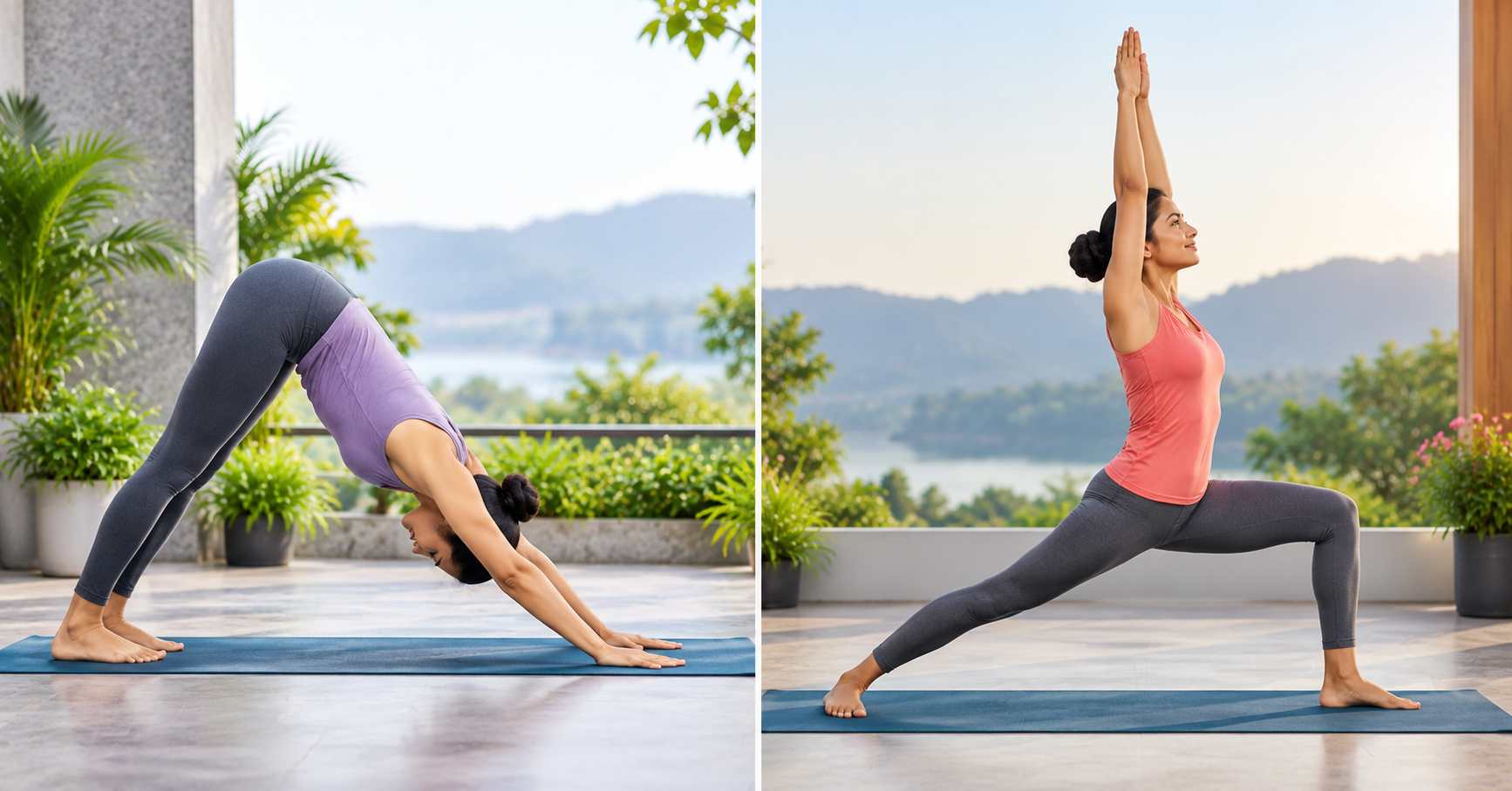 Adho Mukha Svanasana & Virabhadrasana