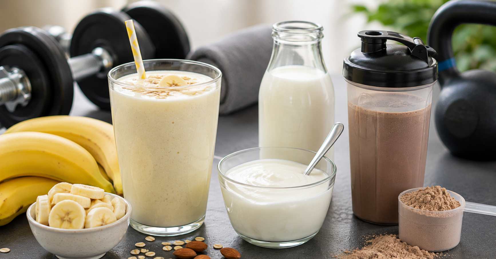 Banana Smoothie and Protein Shake