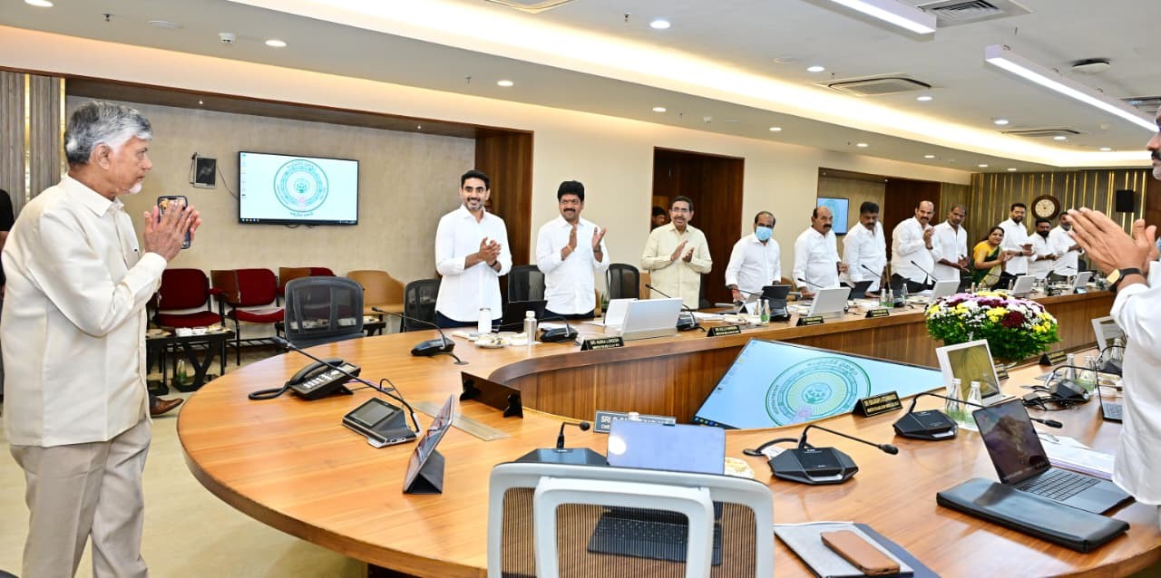 Ministers Give Cm Chandrababu A Standing Ovation