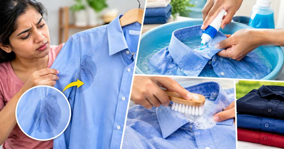 Clean it like this as soon as you notice a sweat stain.
