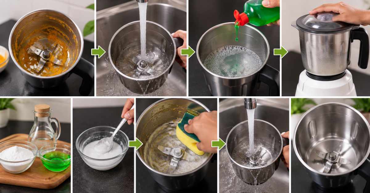 Cleaning the mixer jar this way removes stains and odors