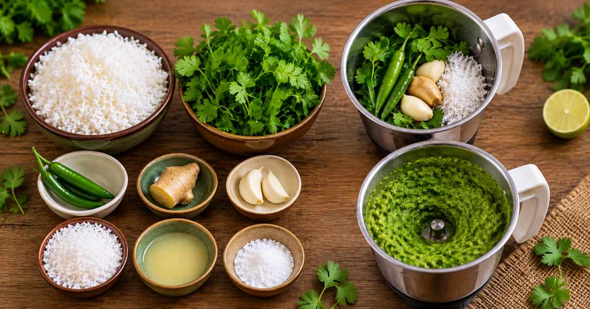 Coriander mixture with the required ingredients
