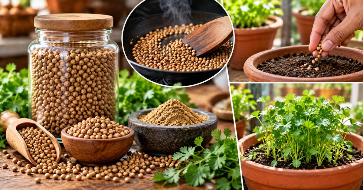 Coriander seeds can be stored and also used as seeds for planting.