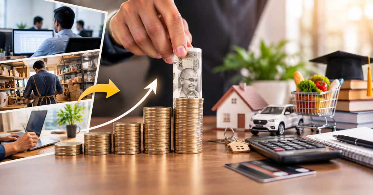 Earning money means the income derived from our hard work.
