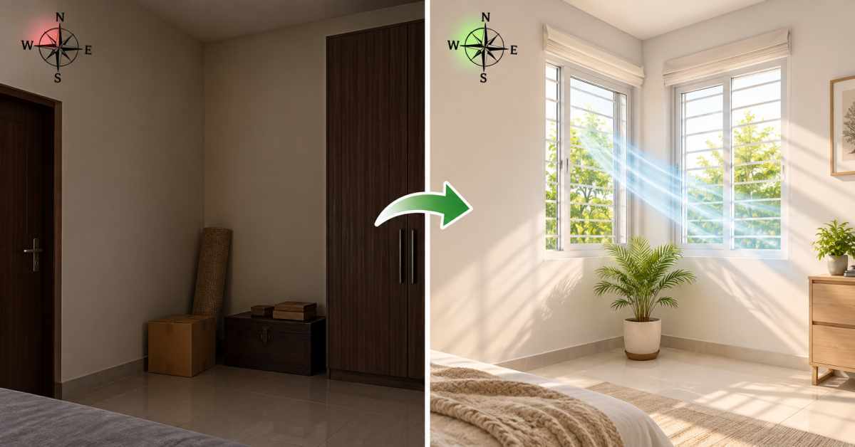 Ensure there is air and light in the northwest corner.